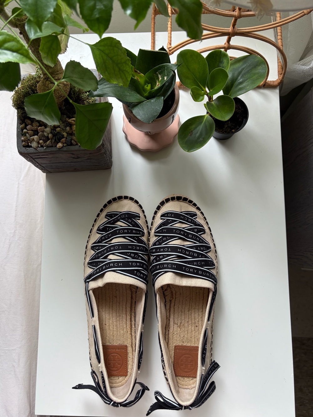Tory Burch Logo Grosgrain Trim Espadrille
